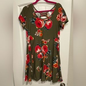 Lovely floral dress! Flatters your shape!